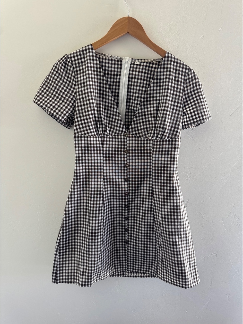 Boutique Black & White Gingham Mini Dress Size Small Cottagecore